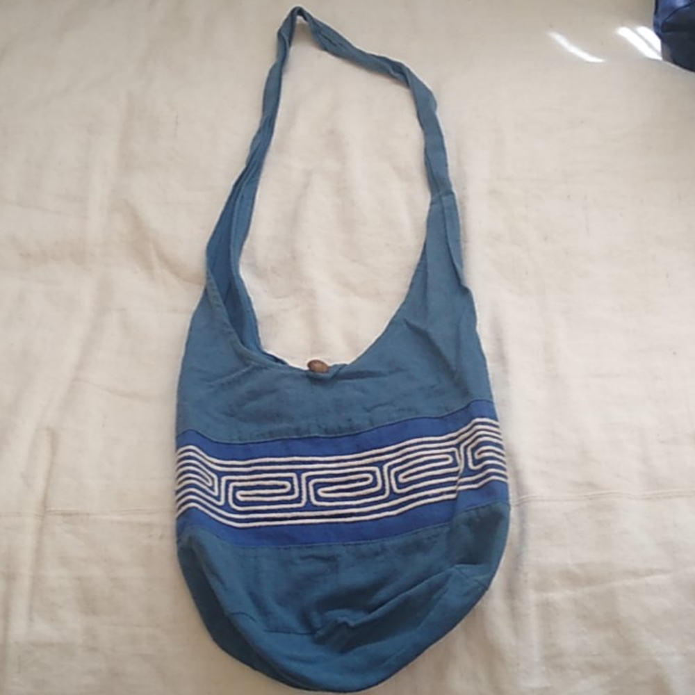 Blue boho cross body bag